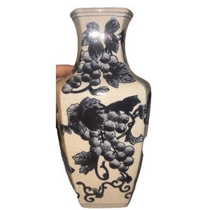 Vintage chinese Blue and White Porcelain Vase Square Form Landscape Scene 10 In